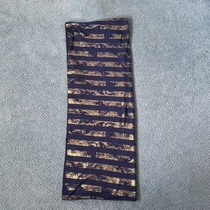 GAP Light Infinity Scarf, navy with gold stripes.